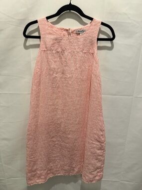 Tommy Bahama Pink & White Stripe Sleeveless A-Line Dress.size S 100%linen,spring